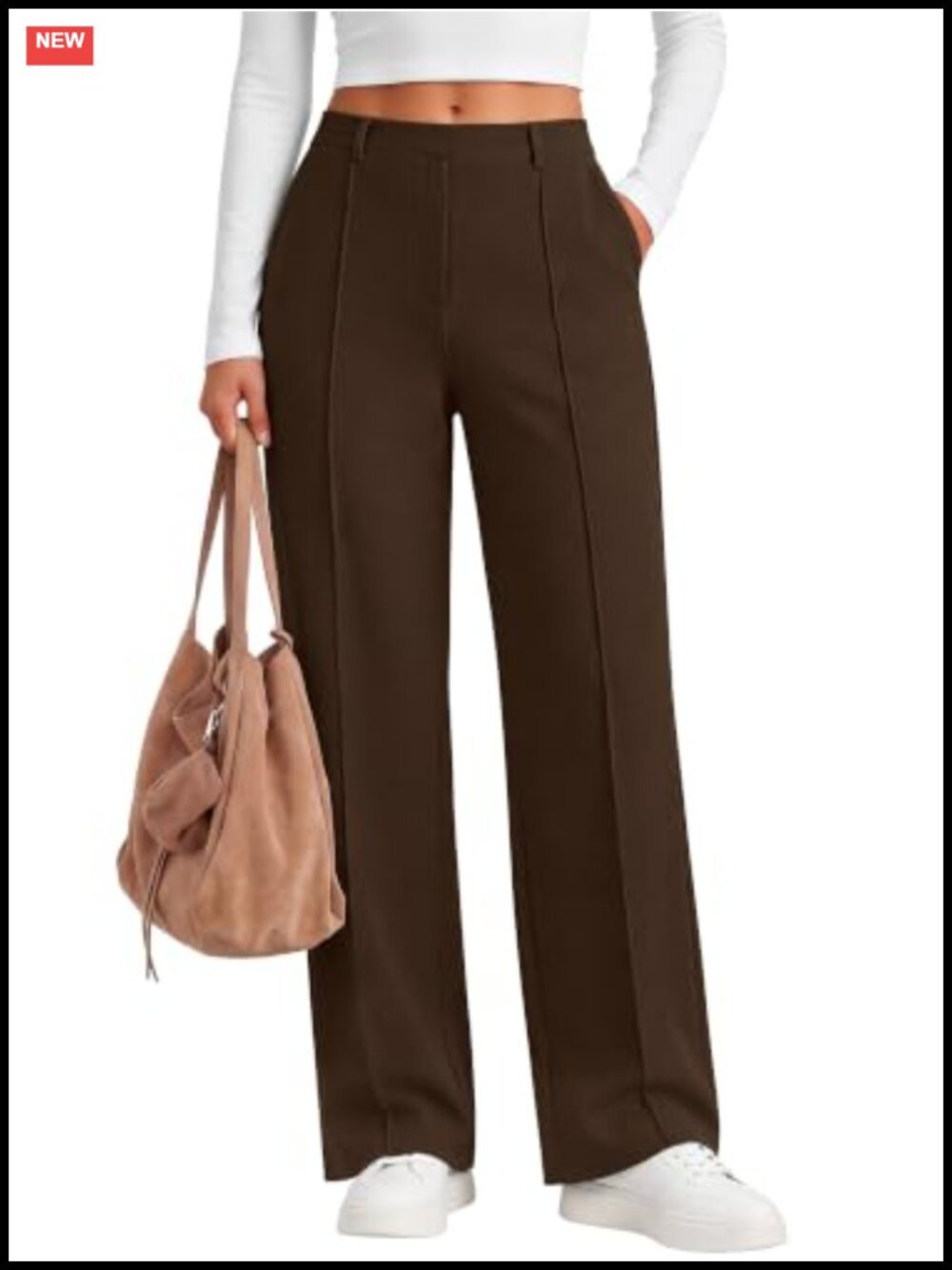 Business Casual Straight Leg Fleece Pants with Belt Loops & Pockets